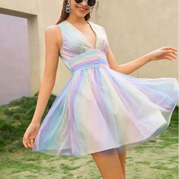 3/$75 MULTICOLOR  FIT AND FLARE TIE DYE DRESS - Picture 1 of 9